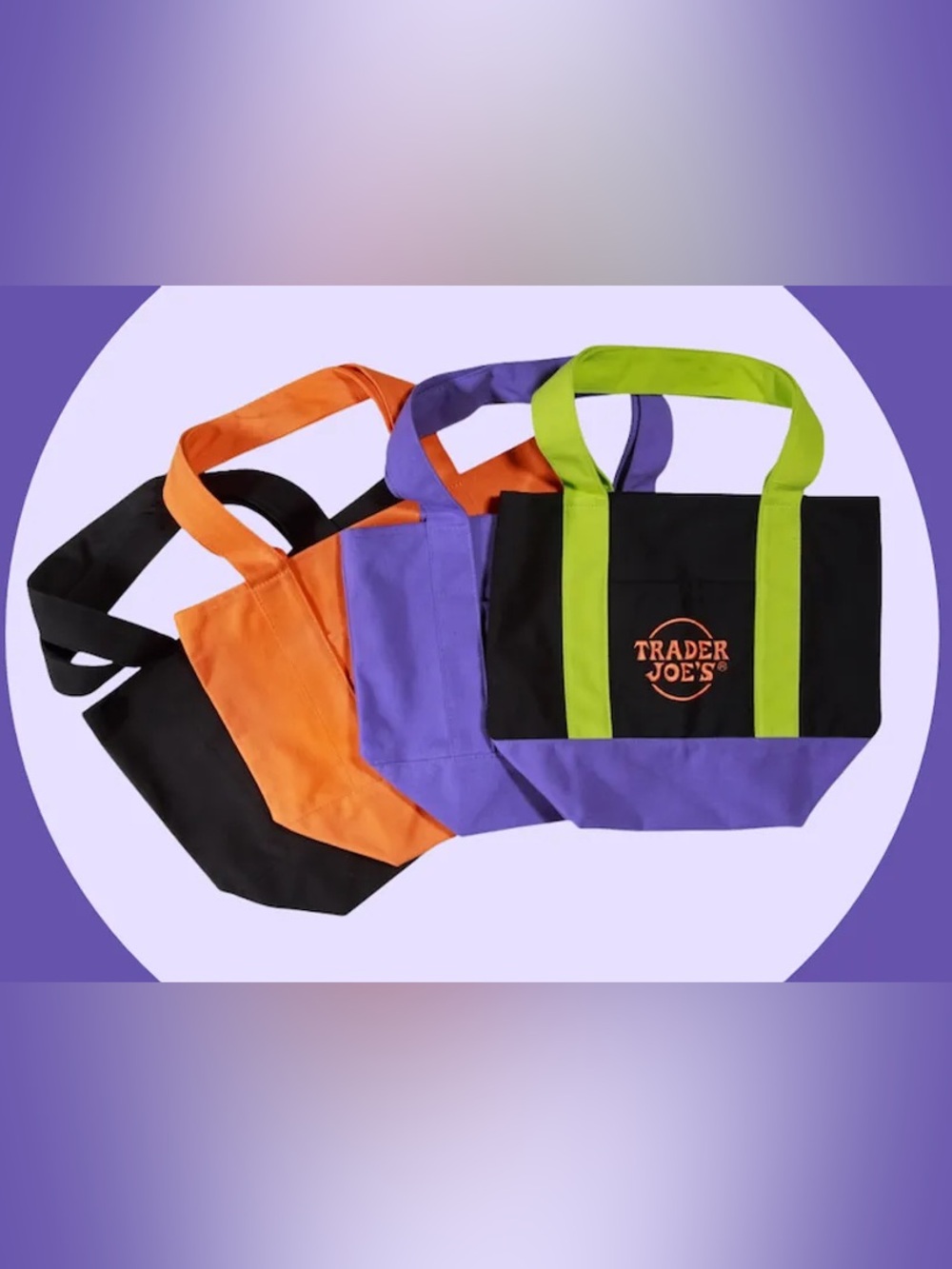 Trader Joe's Trick-or-Treat Mini Canvas Totes Set of 4 Canvas Totes